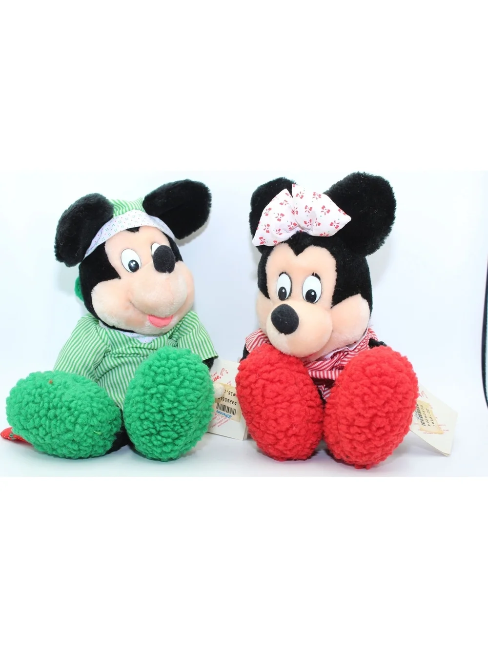 Vintage Disney Applause Winter Magic Mickey & Minnie Mouse Plush Doll Lot 2 Pcs.